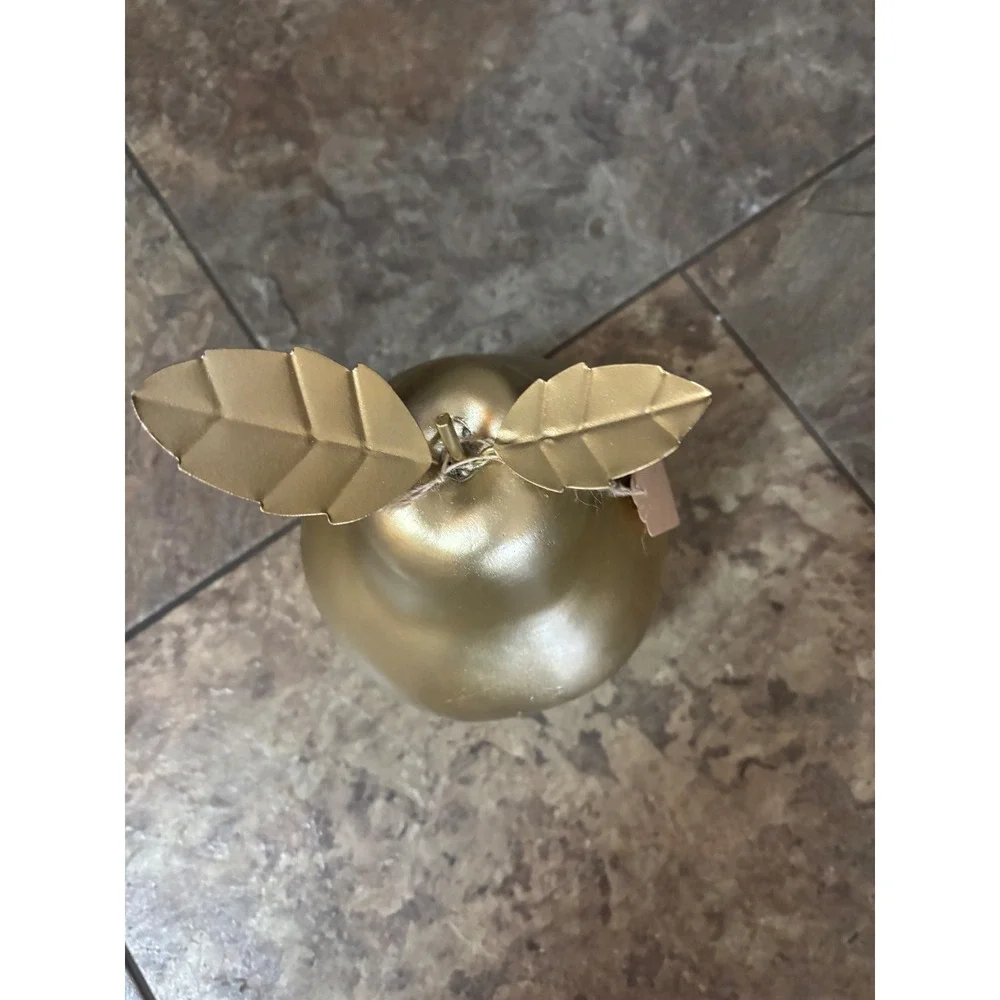 Gold Pear Decorative Figurine Metallic Fruit Sculpture Home Decor Accent 8.5